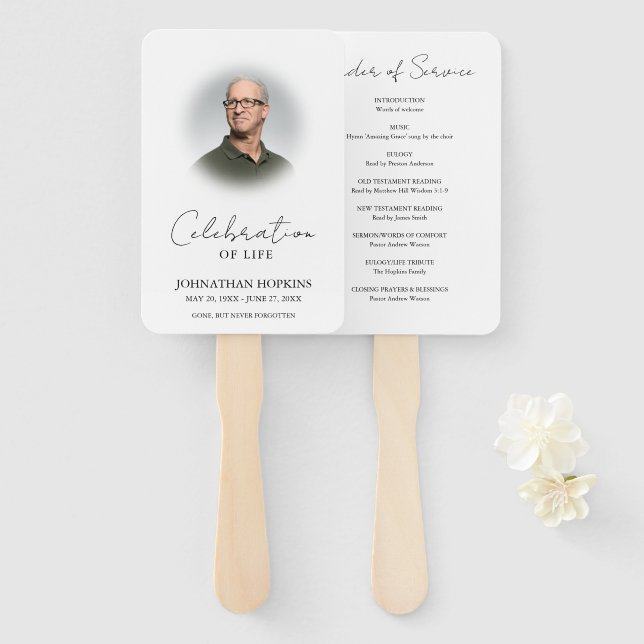 Photo Funeral Celebration of Life Order of Service Hand Fan (Front and Back)