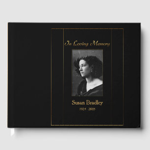 Photo Funeral Guest Book with gold piping 2