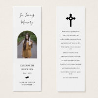 Photo Funeral Memorial Poem Bookmark Card