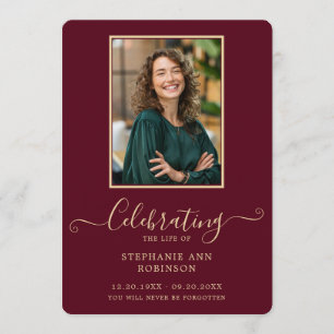 Photo Funeral Order of Service Burgundy Gold Programme