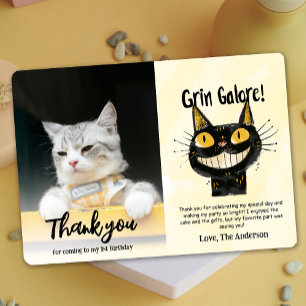 Photo Funny Black Cat Birthday Thank You Card
