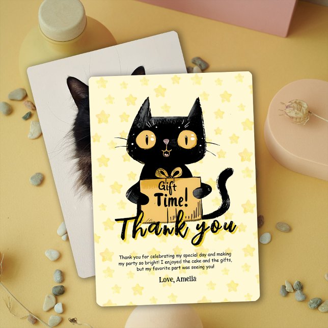 Photo Funny Black Cat Birthday Thank You Card (Photo Funny Black Cat Birthday Thank You Card)