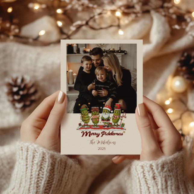 Photo Funny Merry Picklemas Christmas Holiday Card (Creator Uploaded)