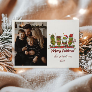 Photo Funny Merry Picklemas Christmas Holiday Card