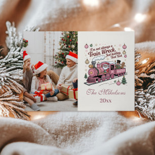 Photo Funny Santa Train Wreck Christmas Holiday Card