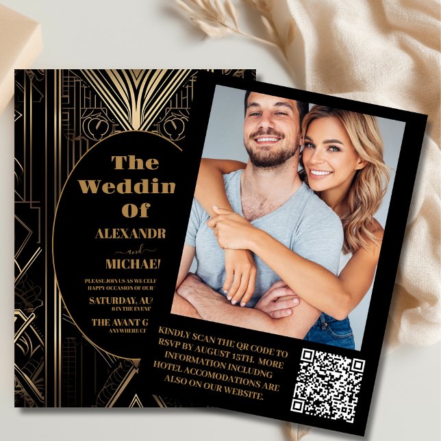 Photo Geometric Art Deco Wedding Invitation (Creator Uploaded)