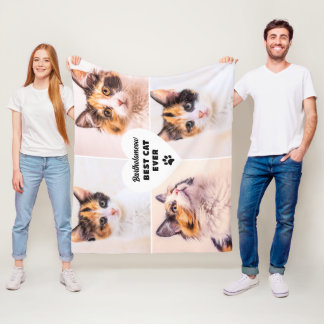 Photo Gift for Cat Dad Personalised Name Pet Photo Fleece Blanket