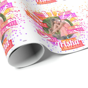 Photo Gift Wrap for Girl's Birthday Cakes HAMbyWG