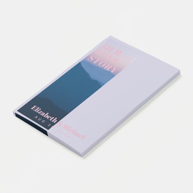 PHOTO Gifts for Newlyweds OUR LOVE STORY Custom Post-it Notes (Angled)