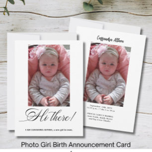Photo Girl Birth Announcement Card