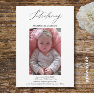 Photo Girl Birth Announcement Card