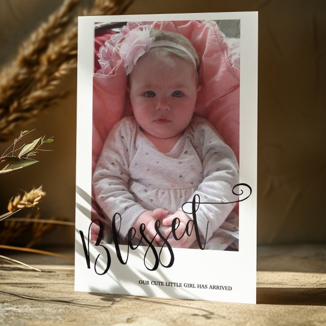Photo Girl Birth Announcement Card (Creator Uploaded)