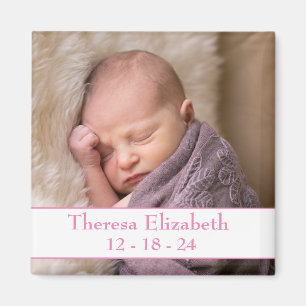 Photo Girl Birth Announcement Magnet