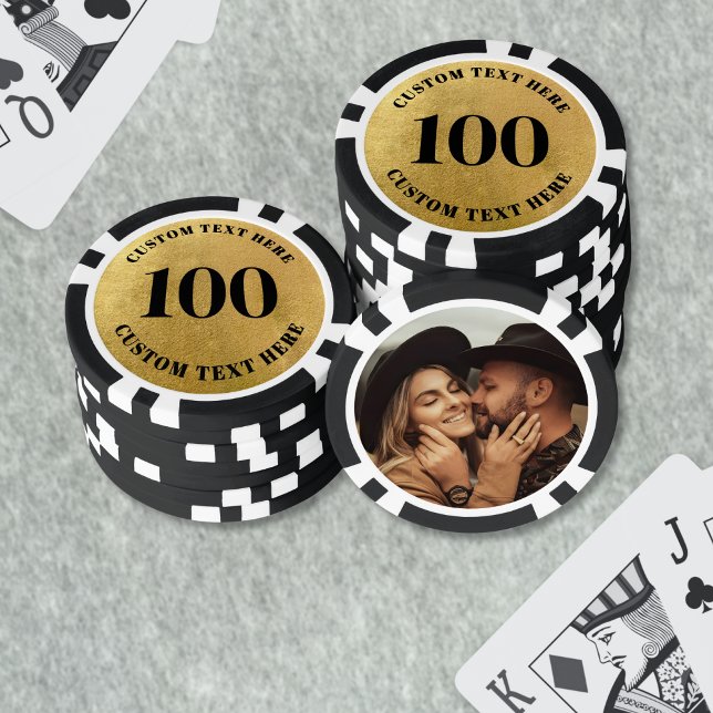 Photo Gold 100 Numbered Poker Chips (Photo Gold 100 Numbered Poker Chips)