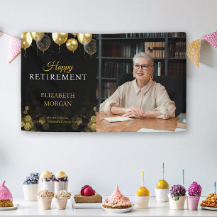 Photo Gold Balloon Happy Retirement Banner