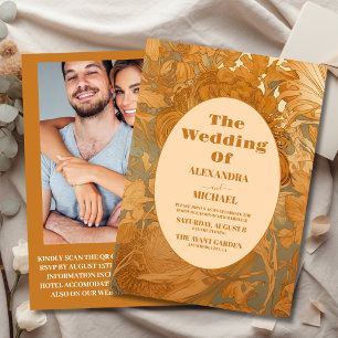 Photo Gold Floral Art Nouveau Wedding Invitation