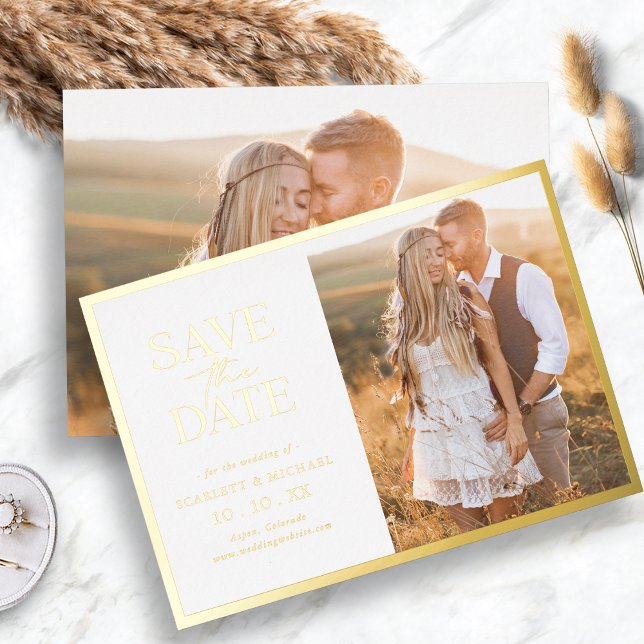 Photo Gold Foil Save The Date (Simple Photo Gold Foil Save The Date Foil Invitation by Painted Paperie
)