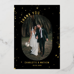 Photo Gold Foil Splatter Thank You Foil Holiday Ca