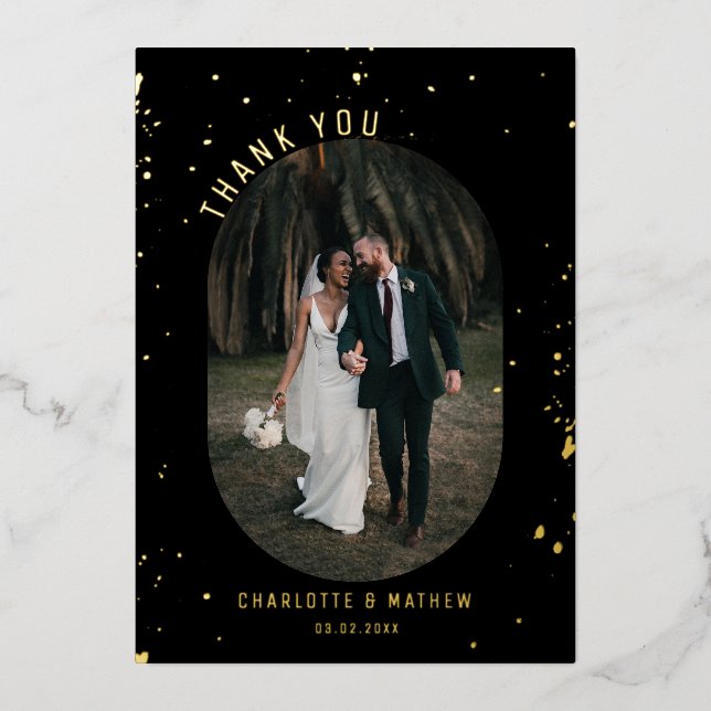 Photo Gold Foil Splatter Thank You Foil Holiday Ca (Front)