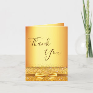 Photo gold metallic elegant birthday Thank You Card