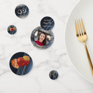 Photo Gold Silver Glitter & Balloons Birthday Confetti