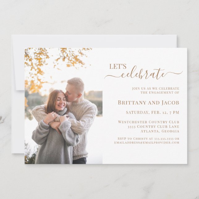 Photo Gold Wedding Engagement Party Invitation (Front)