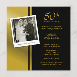Photo Golden 50th Wedding Anniversary Party Invitation