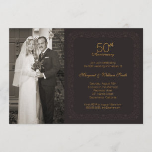 Photo Golden 50th Wedding Anniversary Party Invitation