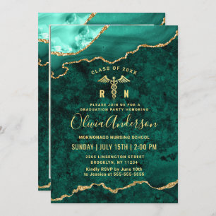 Photo Golden Green Nursing School Graduation Party Invitation