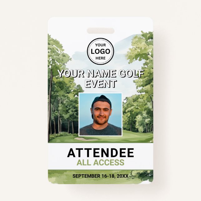 Photo Golf Event Badge ID Badge (Front)
