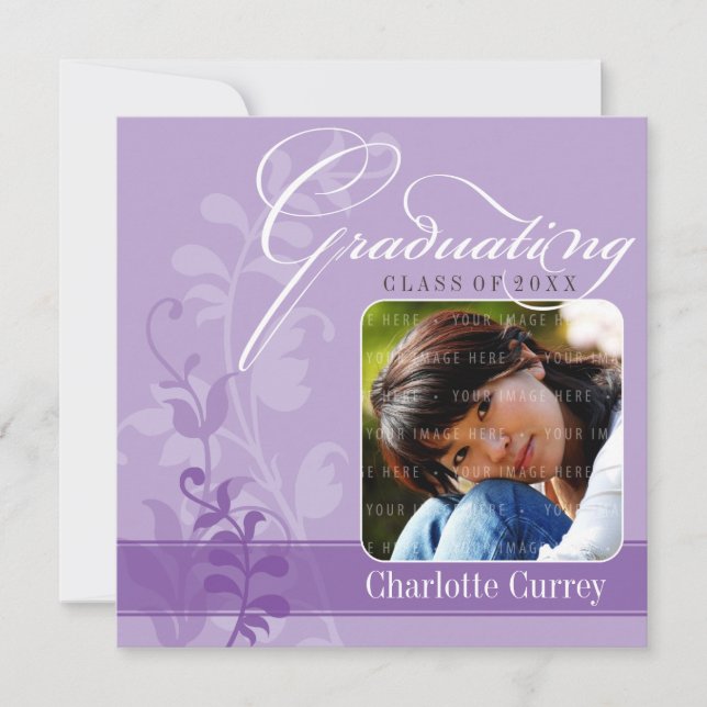 PHOTO GRAD ANNOUNCEMENT elegant purple (Front)