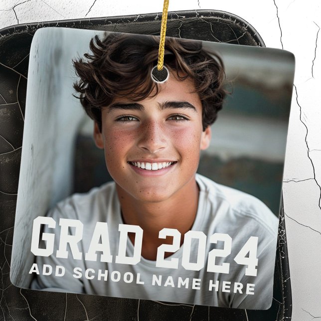 Photo grad class of year name or school graduation ceramic ornament (Photo grad class of year name or school graduation ceramic ornament)