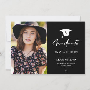 Photo graduate graduation announcement black