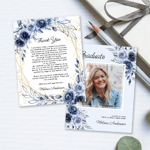 Photo Graduate Navy blue flowers Thank you