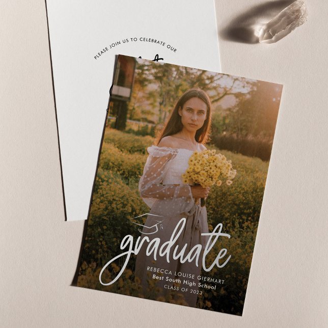 Photo Graduation 2026 Announcement (Graduation 2024 Party Invitation Silver Foil Photo Card)