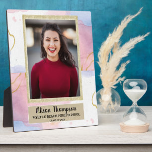 Photo Graduation Abstract Pink Blue Tabletop   Plaque