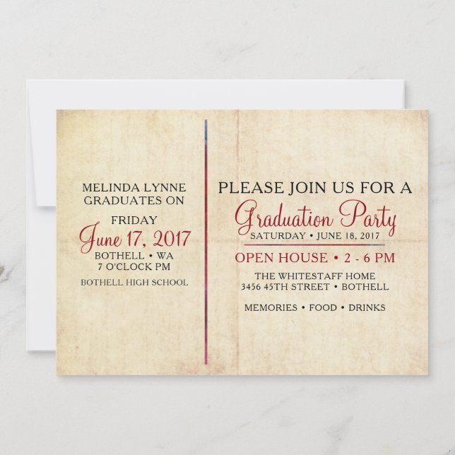 Photo Graduation Announcement and Party Invite (Back)