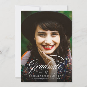 Photo Graduation Announcement Classy Calligraphy