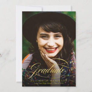 Photo Graduation Announcement Classy Gold Script