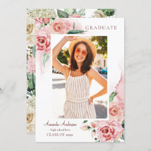 Photo Graduation Announcement, Elegant, Floral Invitation
