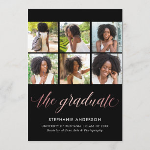 Photo Graduation Announcement Faux Rose Gold