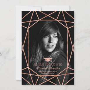 Photo Graduation Announcement Geometric Rose Gold