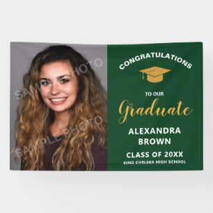 Photo Graduation Announcement Green Banner