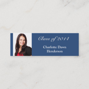 Photo graduation announcement tag name card blue