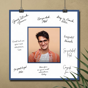 Photo Graduation Autograph Blue Poster