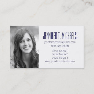 Photo Graduation Blue Floral Damask Calling Card