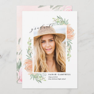 Photo Graduation Card Watercolor / Flowers