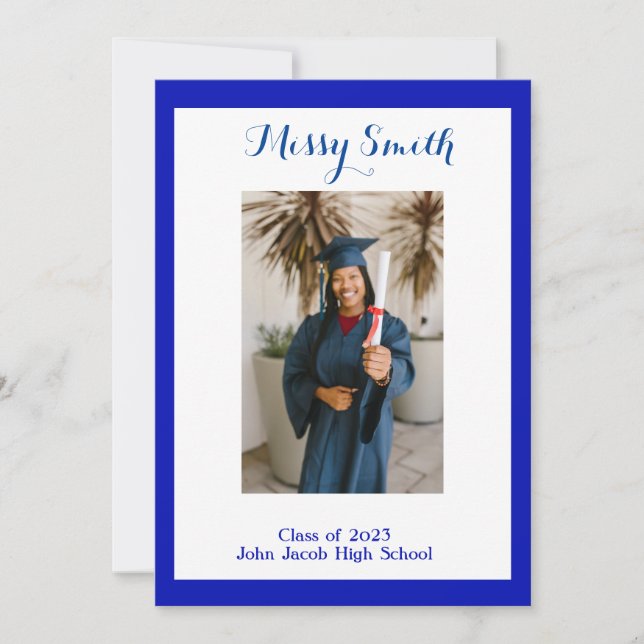 Photo Graduation, Class of 2023 Blue  Invitation (Front)