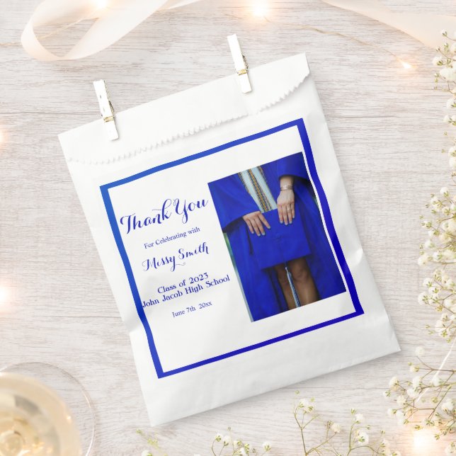 Photo Graduation, Class of 2023 Blue Thank You  Fa Favour Bags (Clipped)