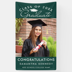 Photo Graduation Class Of 2026 Congrats Grad Green Banner